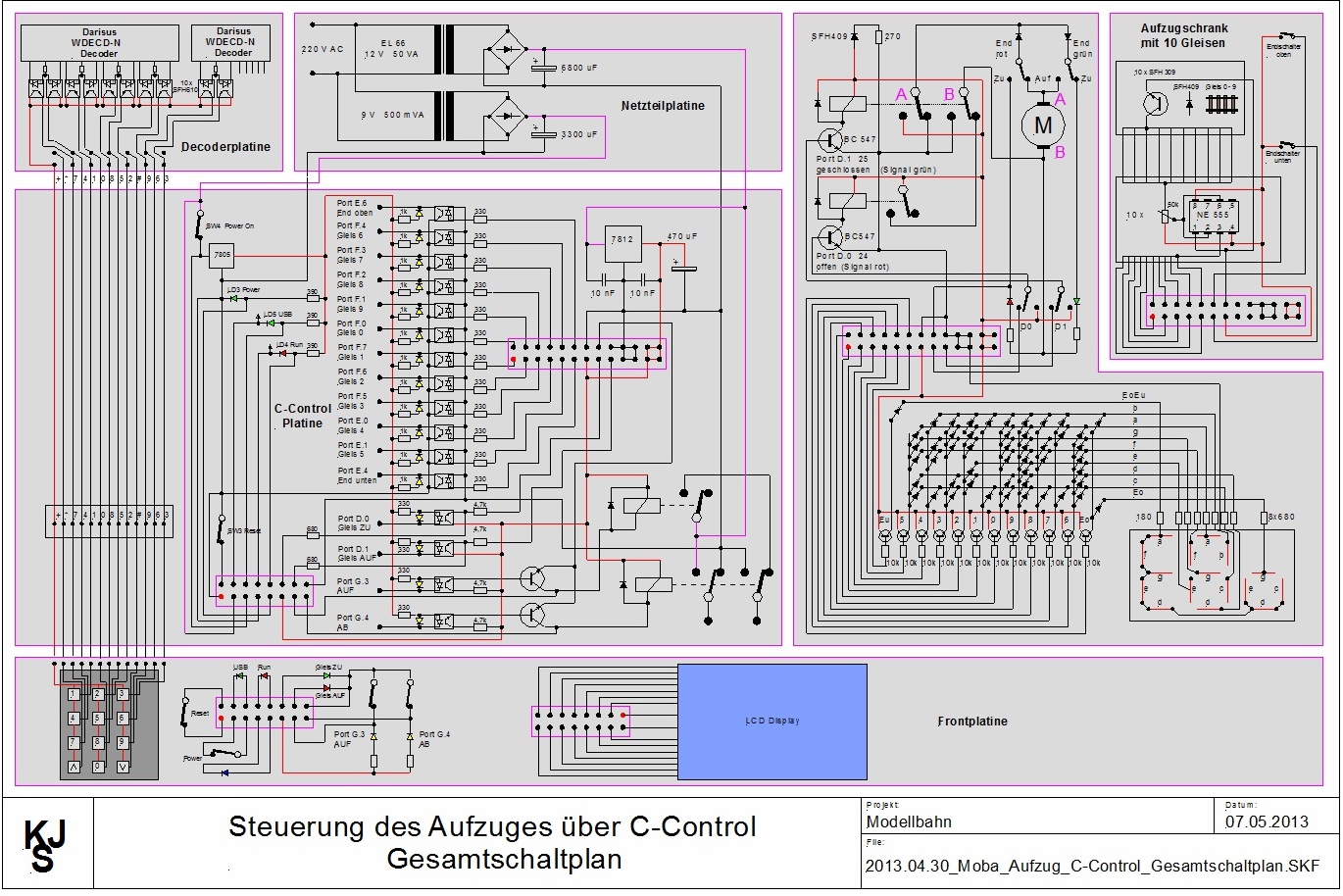 Gesamtschaltung des Aufzugs